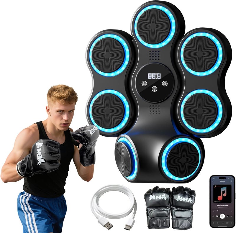 AzureHaven Music Boxing Machine for Adults Kids Interactive Punching Trainer with Boxing Gloves, Large Size Wall Mounted Electronic Boxing Target - Image 1